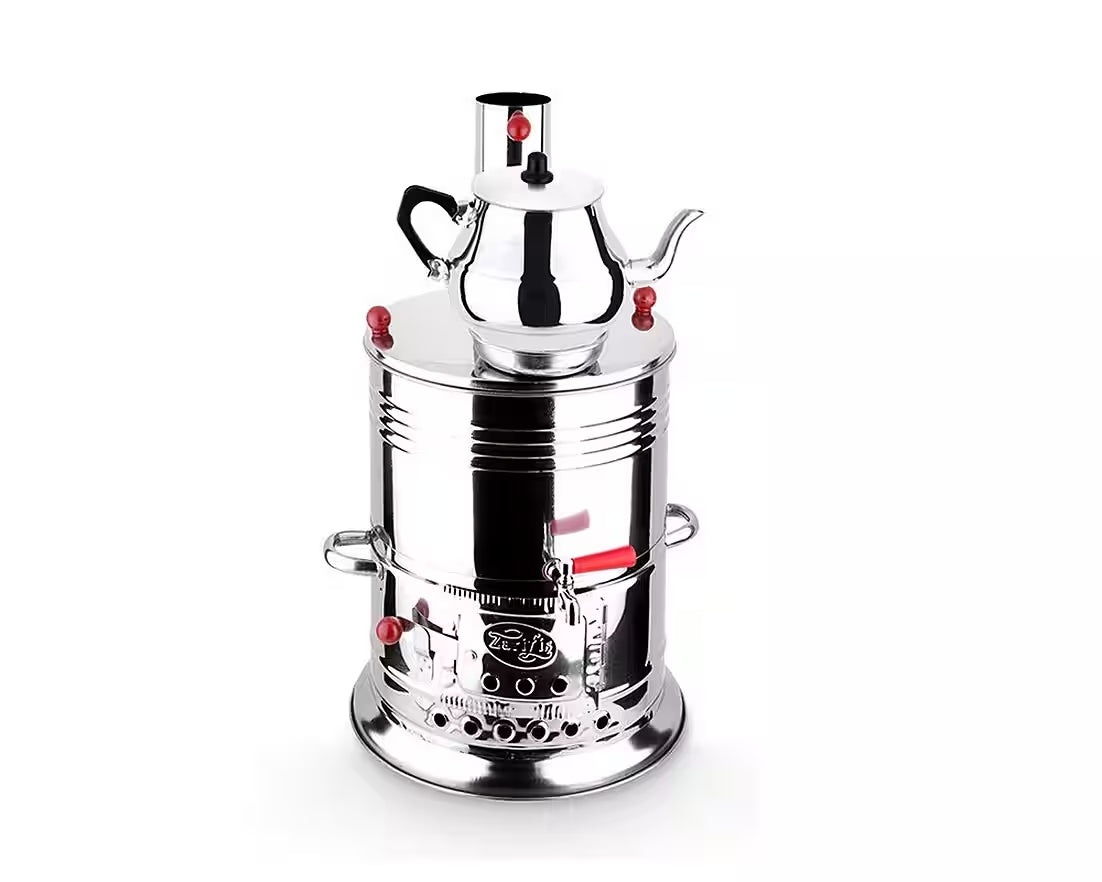 Samowar robuster Edelstahl-Holzkohlen Samowar mit Teekanne 3,5l